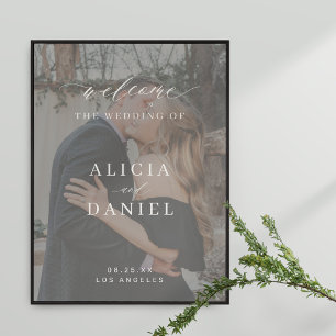 Poster Sinal de boas-vindas do casamento do script elegan