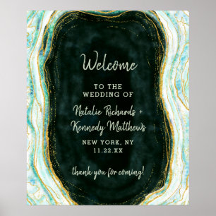 Poster Sinal de Boas-vindas do Casamento do Teal Green & 