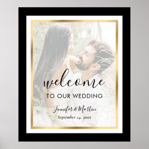 Poster Sinal de boas-vindas do casamento Dourado branco p