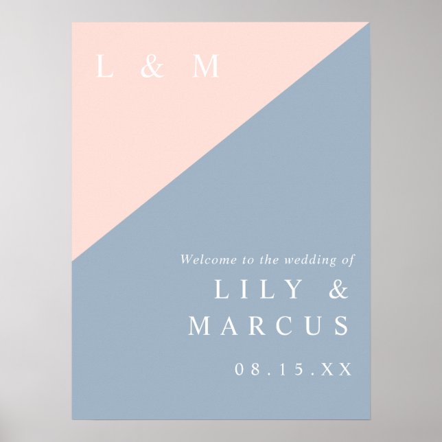 Poster Sinal de Boas-vindas do Casamento Elegante Azul Bl (Frente)