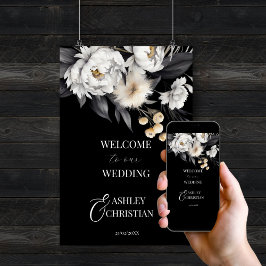 Poster Sinal de boas-vindas do casamento Elegante Black a