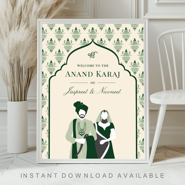 Poster Sinal de boas-vindas do casamento Emerald Anand Ka (Criador carregado)
