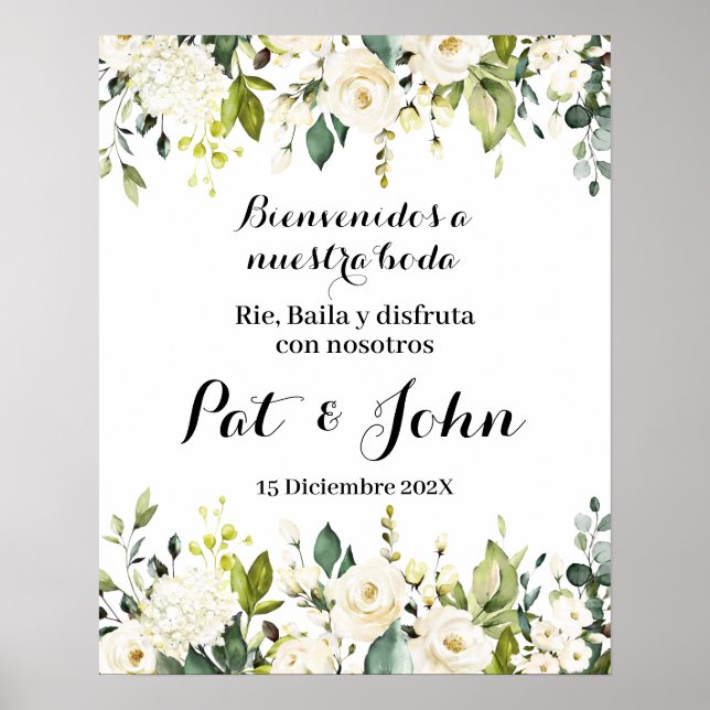 Poster Sinal de boas-vindas do casamento espanhol (Frente)