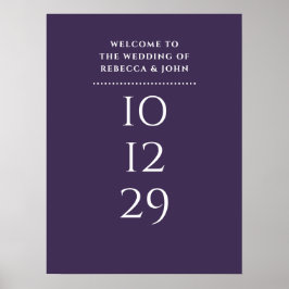Poster Sinal de Boas-vindas do Casamento Especial Roxo