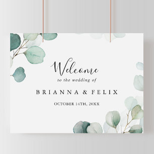 Poster Sinal de Boas-vindas do Casamento Eucalipto Verde 