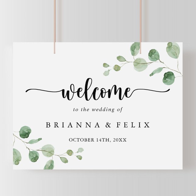 Poster Sinal de Boas-vindas do Casamento Eucalyptus Green (Criador carregado)