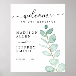 Poster Sinal de Boas-vindas do Casamento Eucalyptus Leaf