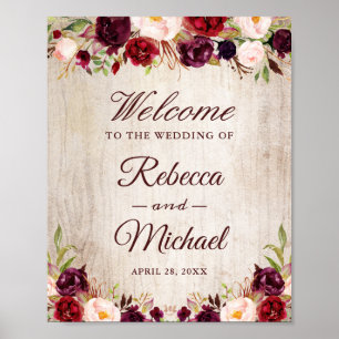 Poster Sinal de Boas-Vindas do Casamento Floral da Madeir