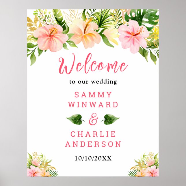 Poster Sinal de boas-vindas do Casamento Floral da Selva  (Frente)