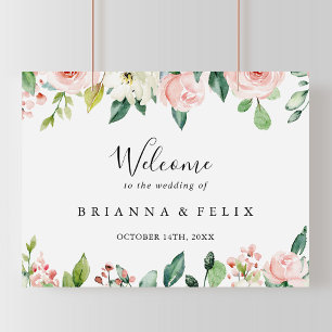 Poster Sinal de Boas-Vindas do Casamento Floral de outono