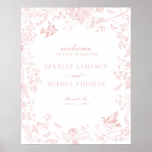 Poster Sinal de Boas-vindas do Casamento Floral de Toile