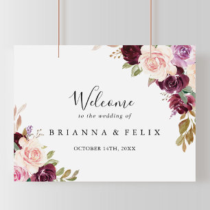Poster Sinal de Boas-Vindas do Casamento Floral Russo