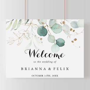 Poster Sinal de Boas-Vindas do Casamento Floral Russo Euc