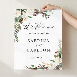 Poster Sinal de Boas-vindas do Casamento Floral Rustic Wi