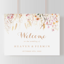 Poster Sinal de Boas-vindas do Casamento Floral Wild Fall