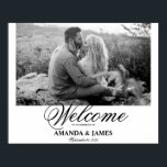 Poster Sinal de Boas-Vindas do Casamento - Foto Romântica<br><div class="desc">Sinal de Boas-vindas Black White Foto Romântica Caligrafia Minimalista</div>