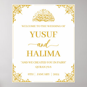 Poster Sinal de Boas-Vindas do Casamento Muçulmano