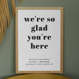 Poster Sinal de boas-vindas do Casamento Negro e Branco M