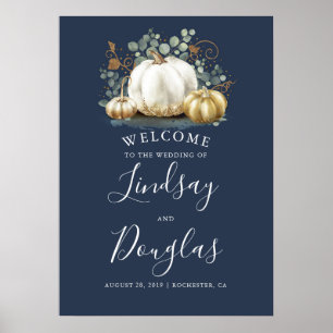 Poster Sinal de boas-vindas do Casamento outono Pumpkins 
