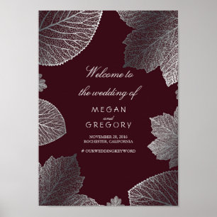 Poster Sinal de boas-vindas do Casamento outono Silver Fo