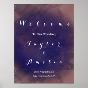 Poster Sinal de boas-vindas do Casamento Puro Elegante Po