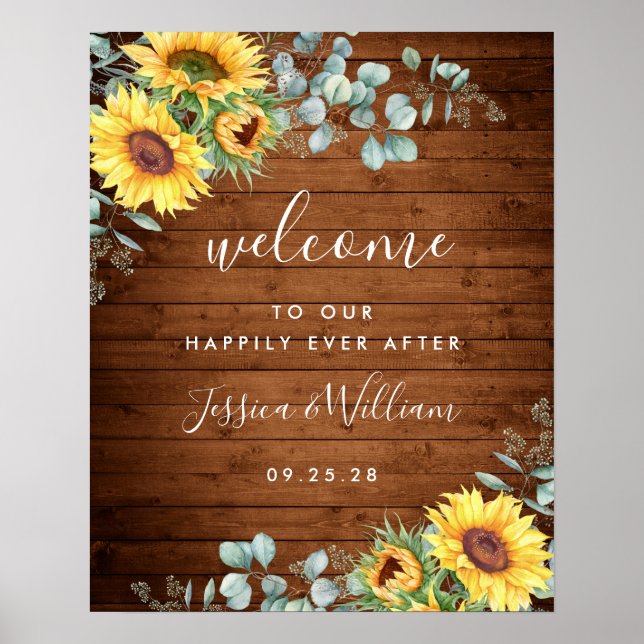 Poster Sinal de Boas-vindas do Casamento Russo Eucalyptus (Frente)