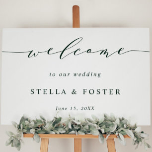 Poster Sinal de Boas-vindas do Casamento Simples Verde e 