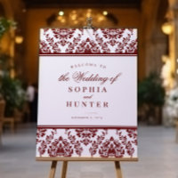 Sinal de boas-vindas do Casamento tema damasco bra