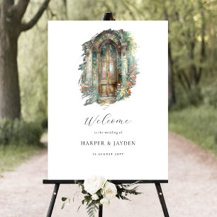 Poster Sinal de boas-vindas do Casamento Terrestre Verde