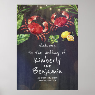 Pôster Sinal de Boas-Vindas do Casamento Tropical do Casa