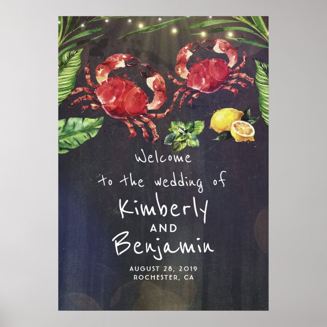 Pôster Sinal de Boas-Vindas do Casamento Tropical do Casa (Frente)