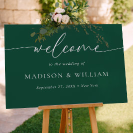 Poster Sinal de Boas-vindas do Casamento Verde com Script