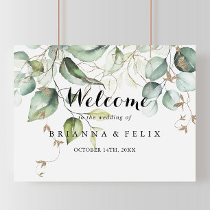 Poster Sinal de Boas-vindas do Casamento Verde Dourado El