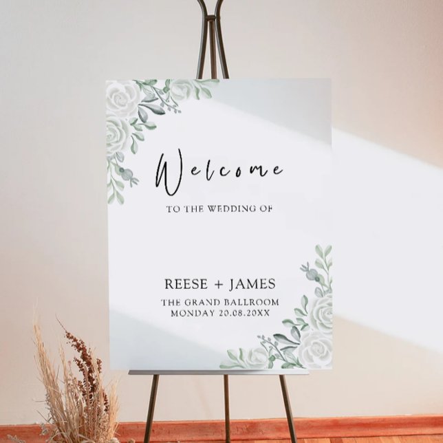 Poster Sinal de Boas-vindas do Casamento Verde Emerald (Emerald Green Wedding Welcome Sign)