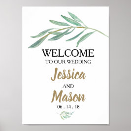 Poster Sinal de Boas-vindas do Casamento Verde Russo