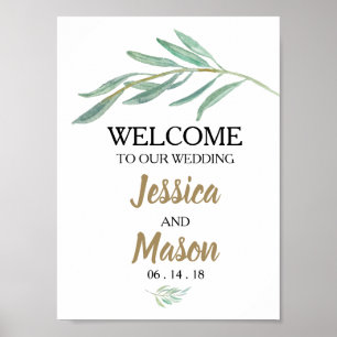 Poster Sinal de Boas-vindas do Casamento Verde Russo