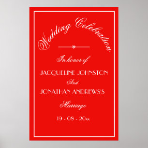 Poster Sinal de boas-vindas do Casamento Vermelho Chic Pe