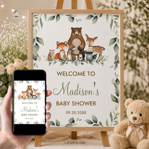 Poster Sinal de Boas-Vindas do Chá de Bebê Animais da Flo
