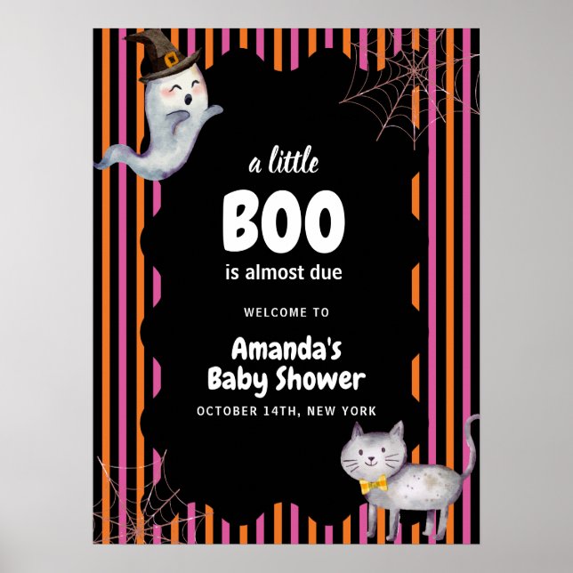 Poster Sinal de Boas-Vindas do Chá de Bebê Fantasminha Ga (Frente)