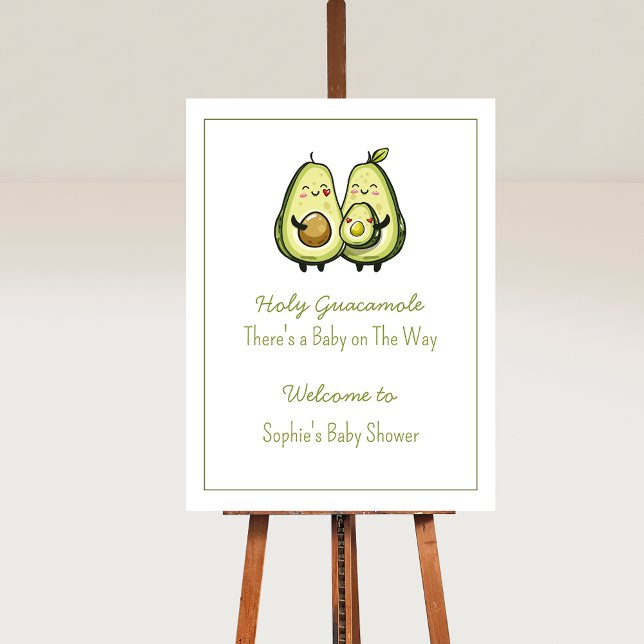 Poster Sinal de boas-vindas do Chá de fraldas Avocado (Avocado Baby Shower Party Sign)