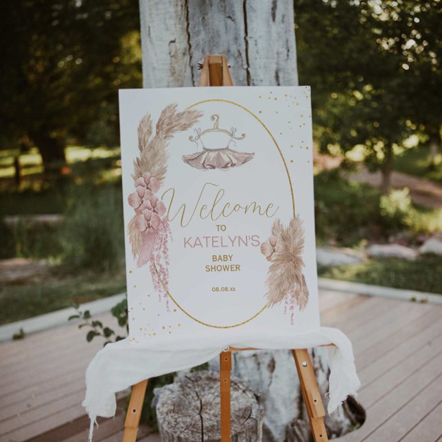 Poster Sinal de boas-vindas do Chá de fraldas Ballerina T (Criador carregado)