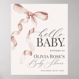 Poster Sinal de boas-vindas do Chá de fraldas Beige Coque