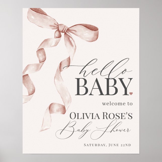 Poster Sinal de boas-vindas do Chá de fraldas Beige Coque (Frente)