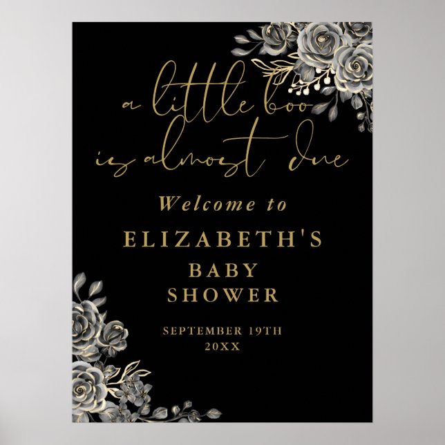 Poster Sinal de boas-vindas do Chá de fraldas Bô Gótico (Frente)