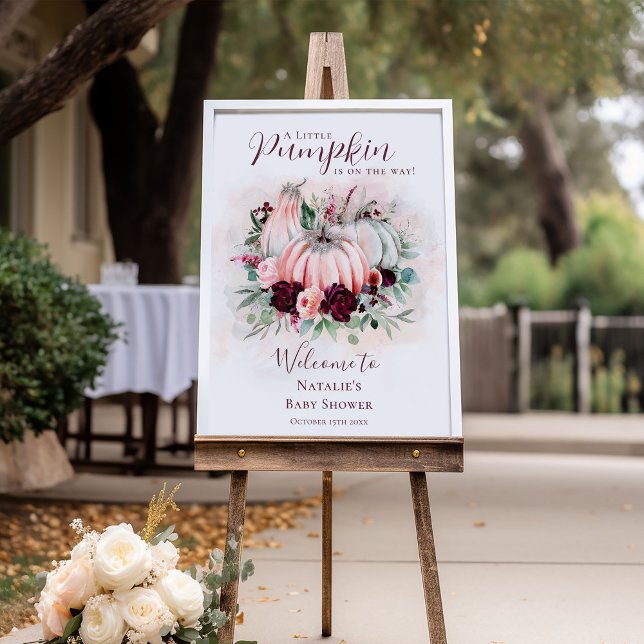 Poster Sinal de boas-vindas do Chá de fraldas Boho Pink P (Criador carregado)