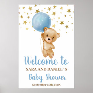 Poster Sinal de boas-vindas do Chá de fraldas Boy Bear