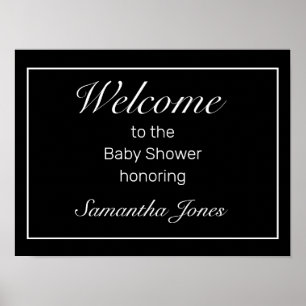 Poster Sinal de boas-vindas do Chá de fraldas branco mini