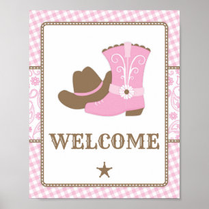 Poster Sinal de boas-vindas do Chá de fraldas Cowgirl