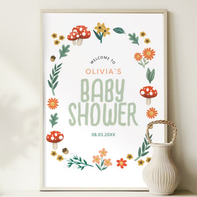 Pôster Sinal de boas-vindas do Chá de fraldas da Floresta (Criador carregado)