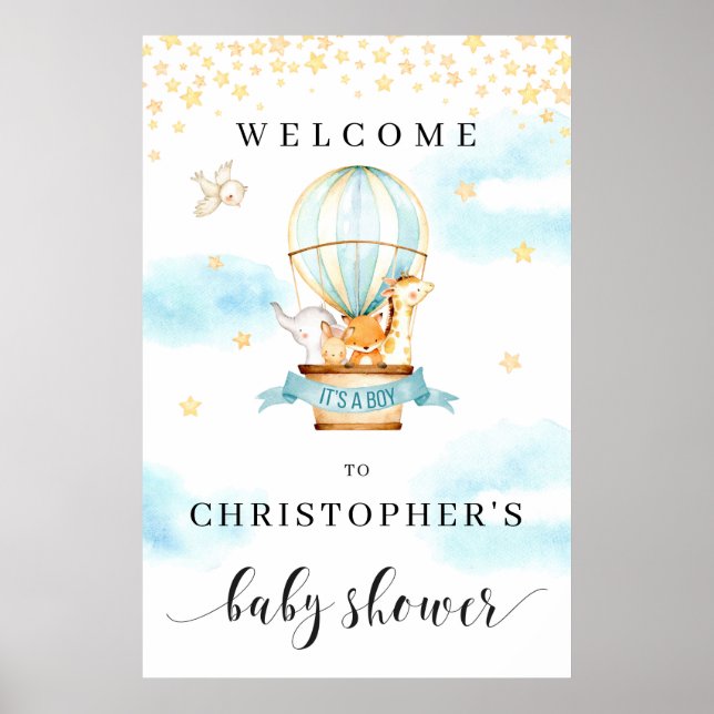 Poster Sinal de boas-vindas do chá de fraldas de animais  (Frente)